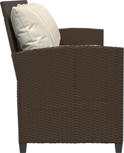 vidaXL Sofa ogrodowa 5-osobowa z poduszkami Brązowy polirattan 5