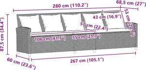vidaXL Sofa ogrodowa 5-osobowa z poduszkami Brązowy polirattan 9