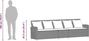 vidaXL Sofa ogrodowa 5-osobowa z poduszkami Brązowy polirattan 10