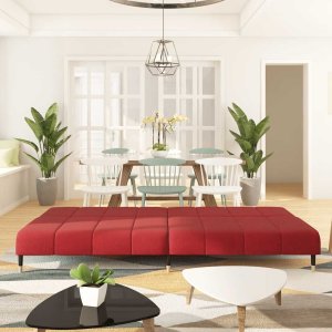 vidaXL 2-osobowa kanapa, kolor czerwonego wina, tapicerowana aksamitem 3