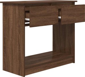 vidaXL Konsola z szufladami Brązowy Dąb 85,5x38,5x74,5 cm 4
