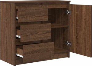 vidaXL Komoda z szufladą Brązowy dąb 71x35x65 cm Drewno klejone 5