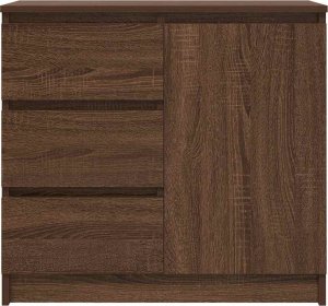 vidaXL Komoda z szufladą Brązowy dąb 71x35x65 cm Drewno klejone 6