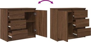 vidaXL Komoda z szufladą Brązowy dąb 71x35x65 cm Drewno klejone 9