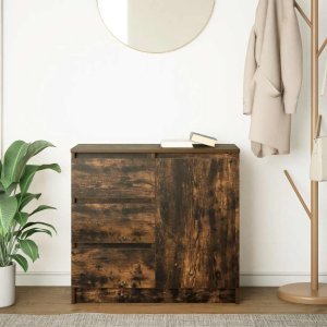 vidaXL Komoda z szufladą Dąb wędzony 71x35x65 cm Drewno klejone 3