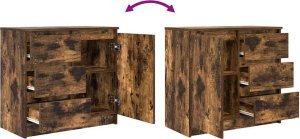 vidaXL Komoda z szufladą Dąb wędzony 71x35x65 cm Drewno klejone 9