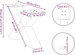 vidaXL Nogi do stolika kawowego, 2 szt., białe, 50x(30-31) cm, stal 10