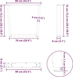 vidaXL Nogi do stołu jadalnego w kształcie litery V 2 szt. Czarne Stal 10