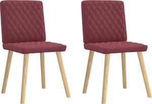 vidaXL Krzesła stołowe, 2 szt., winna czerwień, obite tkaniną 2