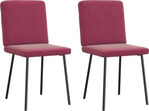 vidaXL Krzesła stołowe, 2 szt., winna czerwień, obite aksamitem 2