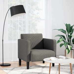 vidaXL Sofa Fotel z Podłokietnikami Jasnoszary 54 cm Tkanina Kordowa 1