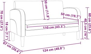 vidaXL Sofa dwuosobowa brązowa 110 cm sztuczna skóra 8