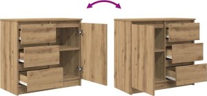 vidaXL Komoda z szufladą Artisan Oak 71x35x65 cm Drewno klejone 9
