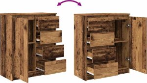 vidaXL Komoda z szufladami Stare drewno 71x35x84 cm Drewno klejone 9