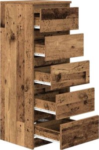 vidaXL Komoda z szufladami Stare drewno 37,5x35x99 cm Drewno klejone 5