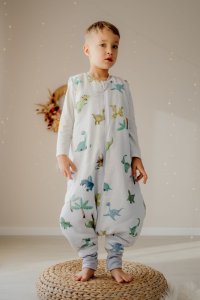 PULP BAMBOO Śpiworek ocieplany z nogawkami dla dziecka- TOG1,75 od 3 do 5lat - Dinozaury kolorowe 4