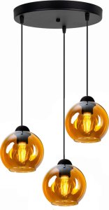 Lampa wisząca plafon 3 żarówki czarna BOLL 1