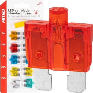 Bezpieczniki samochodowe standard z diodą led 10 szt. amio-04341 1