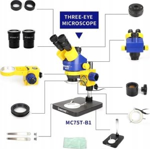 Mikroskop Stereo Triocular Mechanic MC75T B3 + B1 Minionek + Oświetlacz LED 2