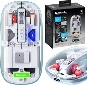 Mysz bezprzewodowa Defender IXES MM-999 optyczna 2400dpi 2.4GHz + Bluetooth AKUMULATOR bezklikowa silent 1