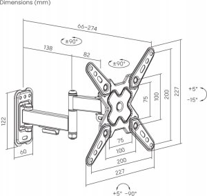 Techly Uchwyt ścienny Techly do TV 13-43'' LED/LCD 20kg obrotowy uchylny 3
