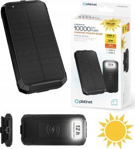 PLATINET POWER BANK 10000 mAh WIRELESS CHARGER 15W SOLAR PANEL 2x USB-A + USB-C [46030] 1