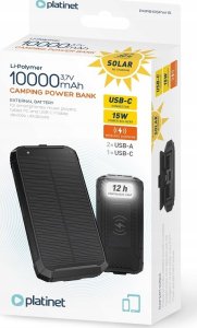 PLATINET POWER BANK 10000 mAh WIRELESS CHARGER 15W SOLAR PANEL 2x USB-A + USB-C [46030] 5