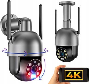 Kamera WIFI IP Zewnętrzna Obrotowa 8MPx 4K ULTRA HD 2160p Grafitowa Czarna [GREAT-8] 12