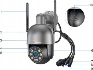 Kamera WIFI IP Zewnętrzna Obrotowa 8MPx 4K ULTRA HD 2160p Grafitowa Czarna [GREAT-8] 4