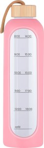 Butelka szklana KiCA Hydro Glass 1000 ml - różowa. 1