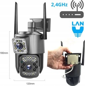 PODWÓJNA KAMERA WIFI IP ZEWNĘTRZNA OBROTOWA 2K ŚLEDZENIE 4MPX DOŚWIETLENIE [DUO-GR] 2