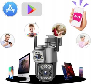 PODWÓJNA KAMERA WIFI IP ZEWNĘTRZNA OBROTOWA 2K ŚLEDZENIE 4MPX DOŚWIETLENIE [DUO-GR] 5