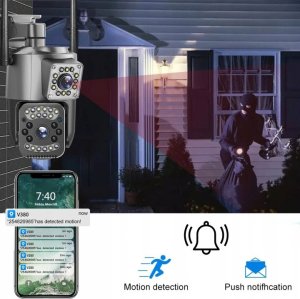 PODWÓJNA KAMERA WIFI IP ZEWNĘTRZNA OBROTOWA 2K ŚLEDZENIE 4MPX DOŚWIETLENIE [DUO-GR] 7