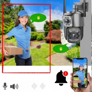 PODWÓJNA KAMERA WIFI IP ZEWNĘTRZNA OBROTOWA 2K ŚLEDZENIE 4MPX DOŚWIETLENIE [DUO-GR] 10