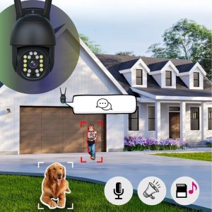 Zewnętrzna Kamera WIFI Obrotowa 8MPx ŚLEDZENIE ~360 stopni UHD NAGRANIA SD [V-7 Elegant Black] 4