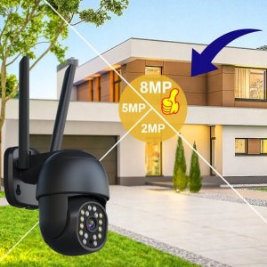 Zewnętrzna Kamera WIFI Obrotowa 8MPx ŚLEDZENIE ~360 stopni UHD NAGRANIA SD [V-7 Elegant Black] 10