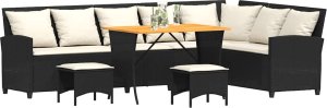 vidaXL 4-częściowy zestaw ogrodowy z poduszkami w kształcie litery L 4