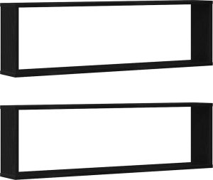 vidaXL Półki ścienne Cube 2 szt. Czarny dąb 100x15x30 cm 2