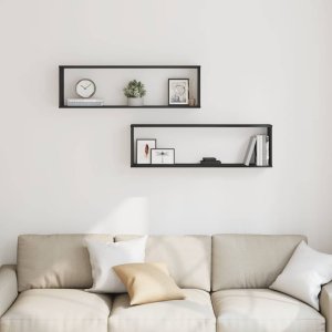 vidaXL Półki ścienne Cube 2 szt. Czarny dąb 100x15x30 cm 3