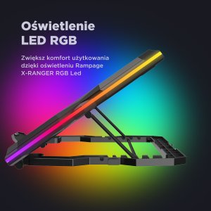 Rampage AD-RC14 X-RANGER Podstawka chłodząca pod laptop 9-17" RGB regulowana 13