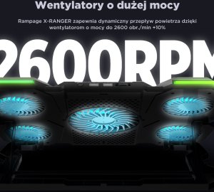 Rampage AD-RC14 X-RANGER Podstawka chłodząca pod laptop 9-17" RGB regulowana 16