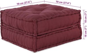 vidaXL Puf modułowy, bordowy, 70x70x36, materiał 8