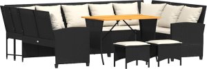 vidaXL 4-cz. zestaw wypoczynkowy do ogrodu, poduszki, czarny rattan PE 2