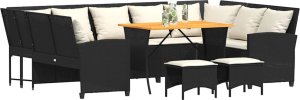 vidaXL 4-cz. zestaw wypoczynkowy do ogrodu, poduszki, czarny rattan PE 4