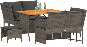 vidaXL 5-cz. zestaw wypoczynkowy do ogrodu, poduszki, szary rattan PE 4