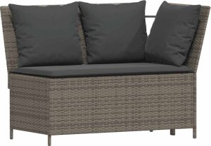 vidaXL 5-cz. zestaw wypoczynkowy do ogrodu, poduszki, szary rattan PE 7