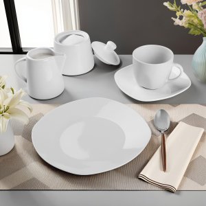 Serwis obiadowy Salerno, porcelana, dla 12 osób, 100 elementów - biały 3