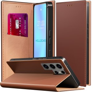Etui z Klapką do Samsung Galaxy S25 Ultra (Skórzane, Magnetyczne, Brązowe) 1