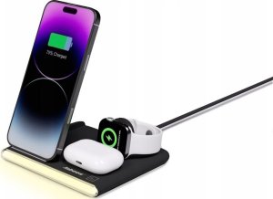 Jabees PowerGlow 4w1 Ładowarka QI na Telefon Smartwatch Słuchawki Lampa LED / Czarny 4