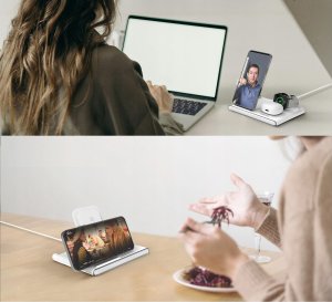 Jabees PowerGlow 4w1 Ładowarka QI na Telefon Smartwatch Słuchawki Lampa LED / Czarny 7